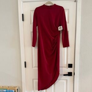 NWT Anne Klein Rich Red Long Sleeve Dress M